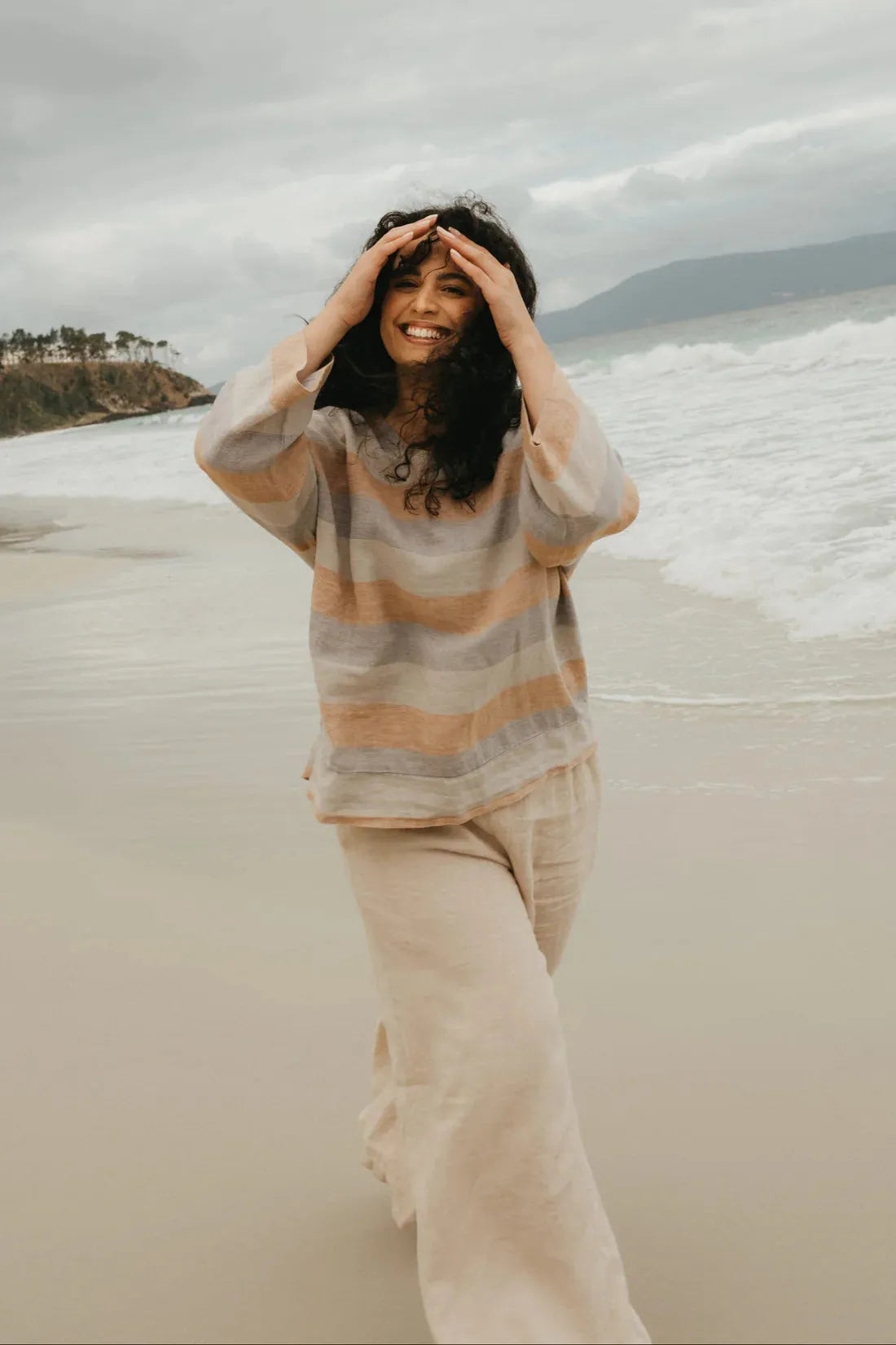 Montaigne Binoche French Stripe Linen Top - Stay Wild Collective  Tops