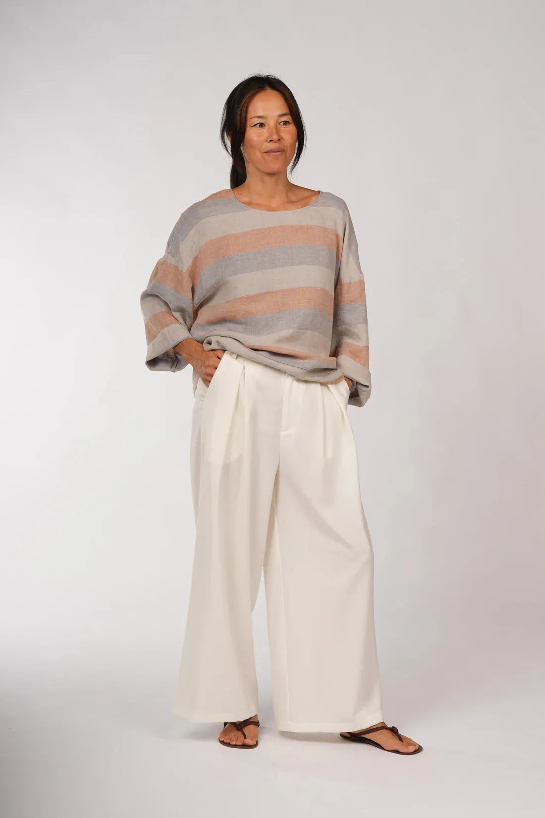 Montaigne Binoche French Stripe Linen Top - Stay Wild Collective  Tops