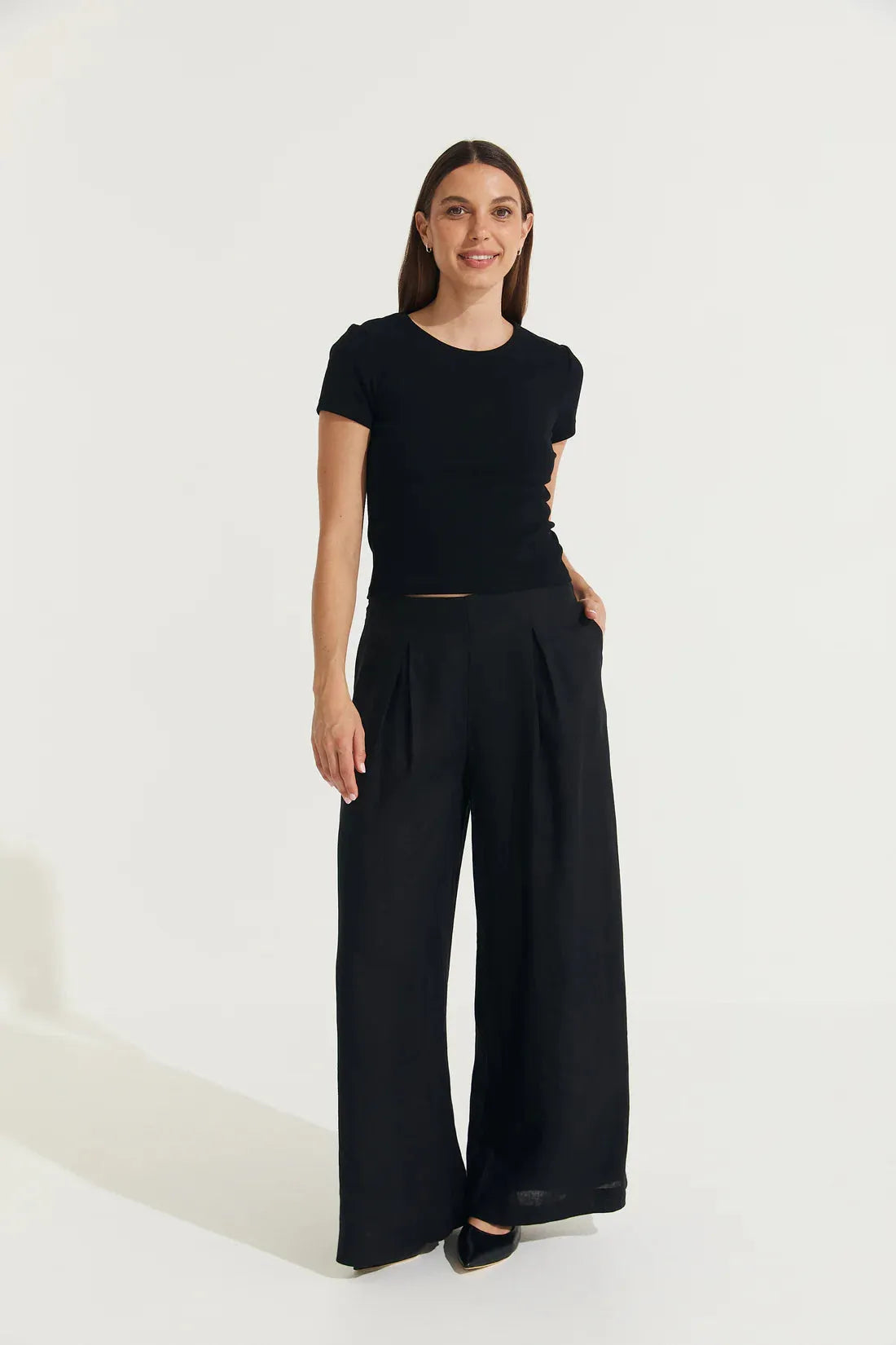 Montaigne Charlotte Pleated Wide Leg Linen Pants - Stay Wild Collective  Pants