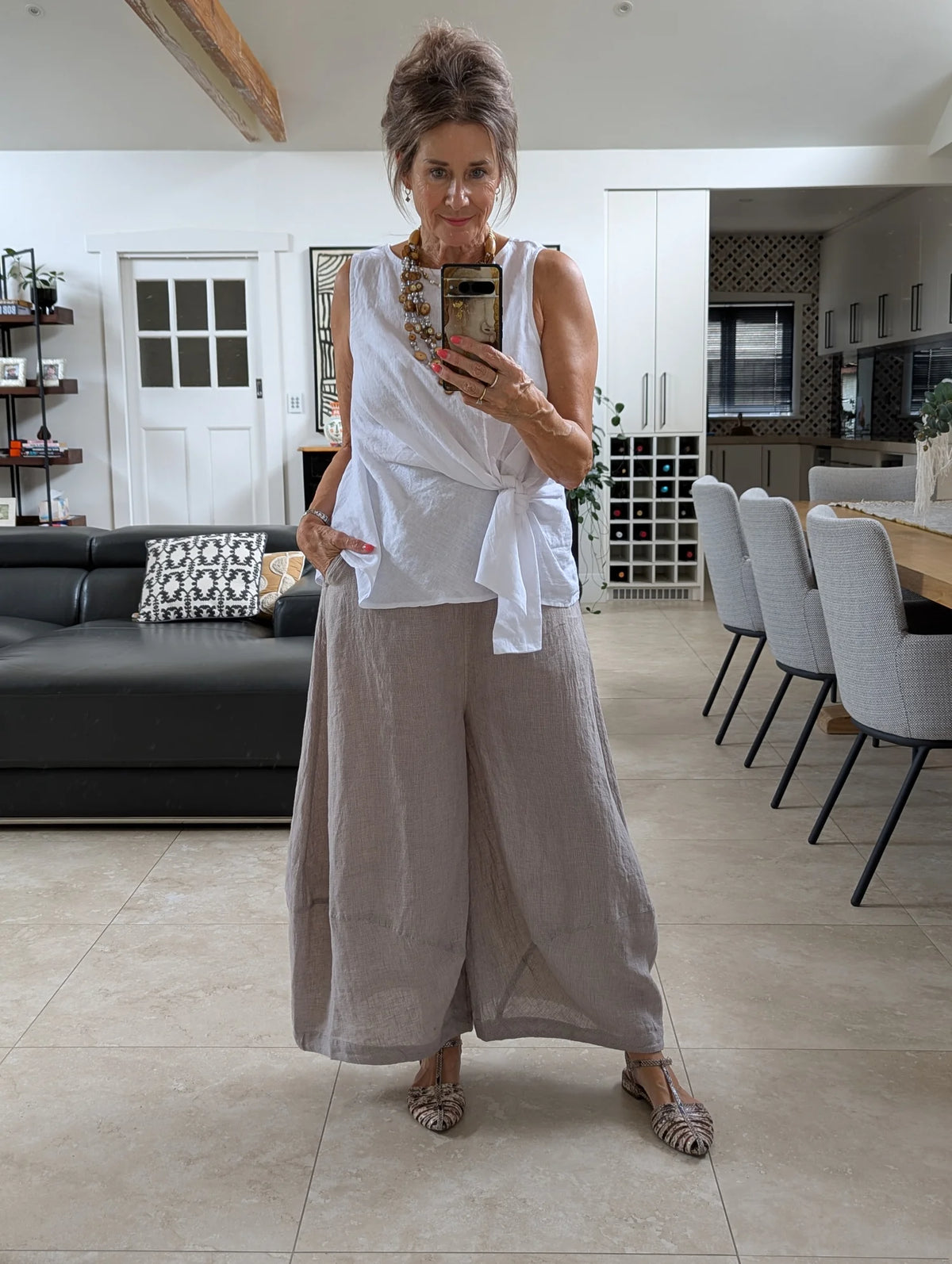 Montaigne Coco Front Tie Up Linen Top - Stay Wild Collective