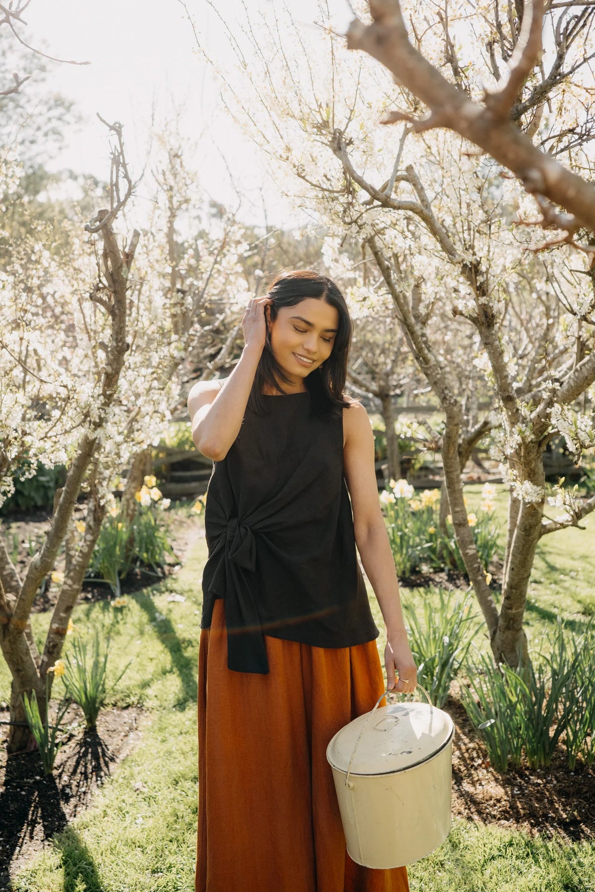 Montaigne Coco Front Tie Up Linen Top - Stay Wild Collective