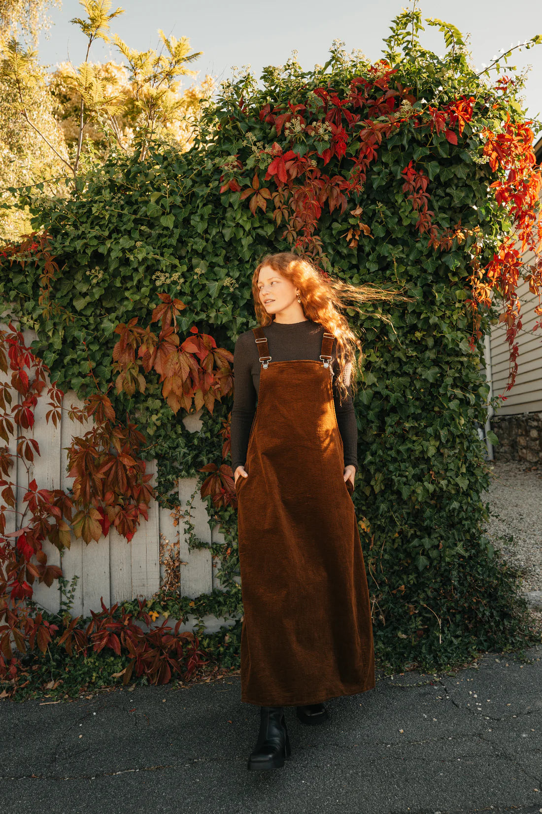  Montaigne Corduroy Cotton Midi Overall Style Dress O/S - Stay Wild Collective  Dress