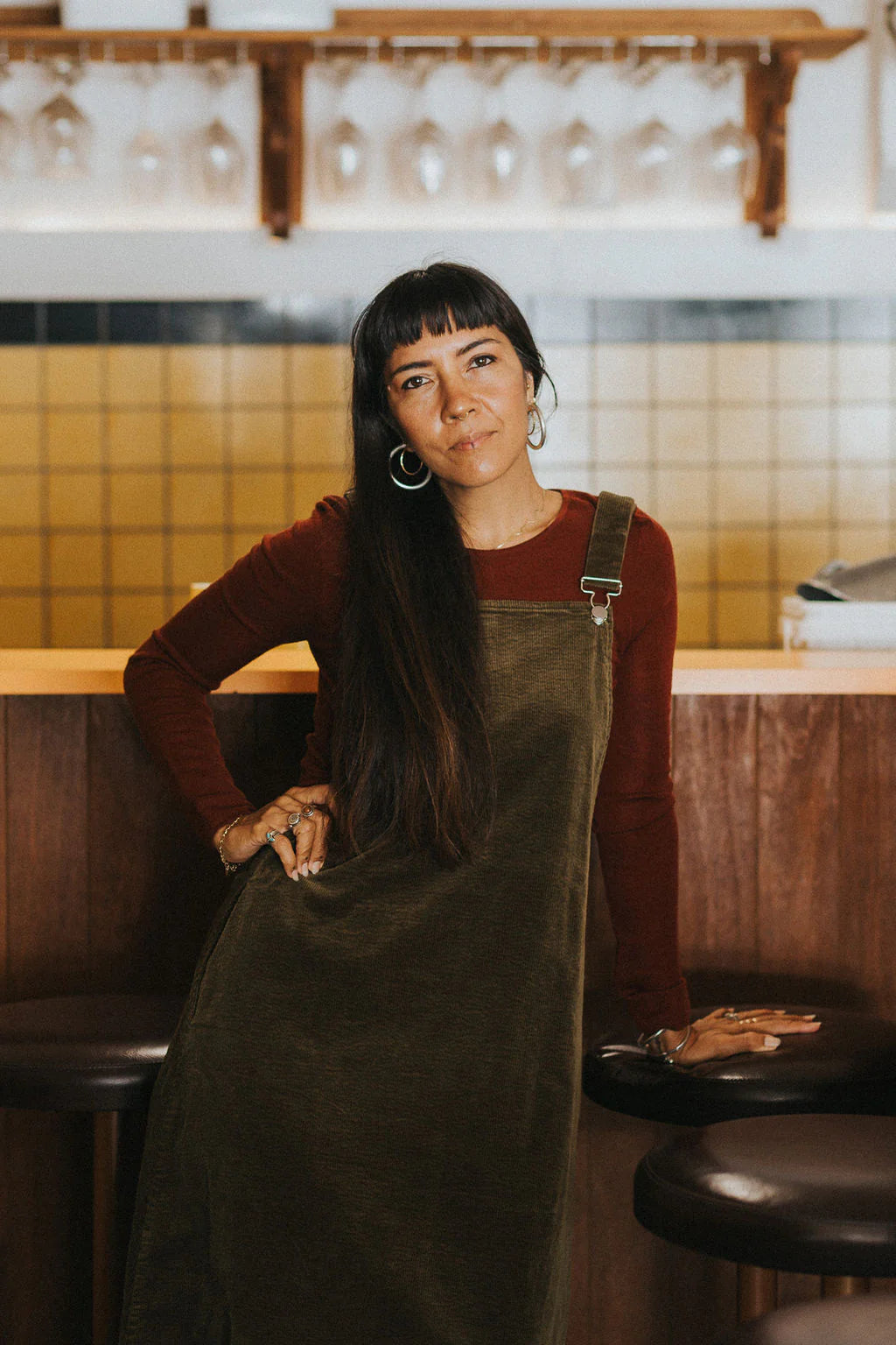  Montaigne Corduroy Cotton Midi Overall Style Dress O/S - Stay Wild Collective  Dress