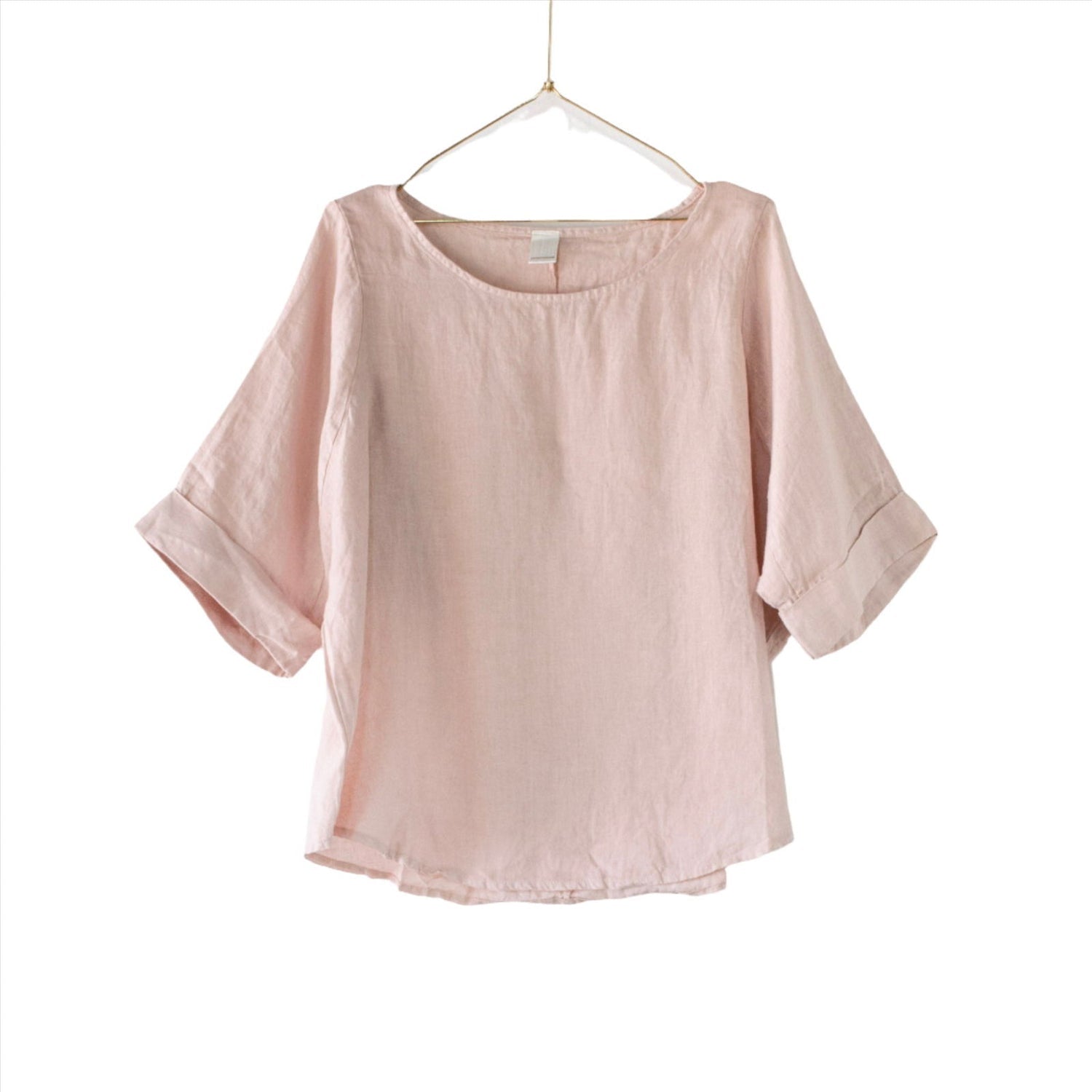 Top  Montaigne Curved Hemline Linen Top Free Size - Stay Wild Collective  