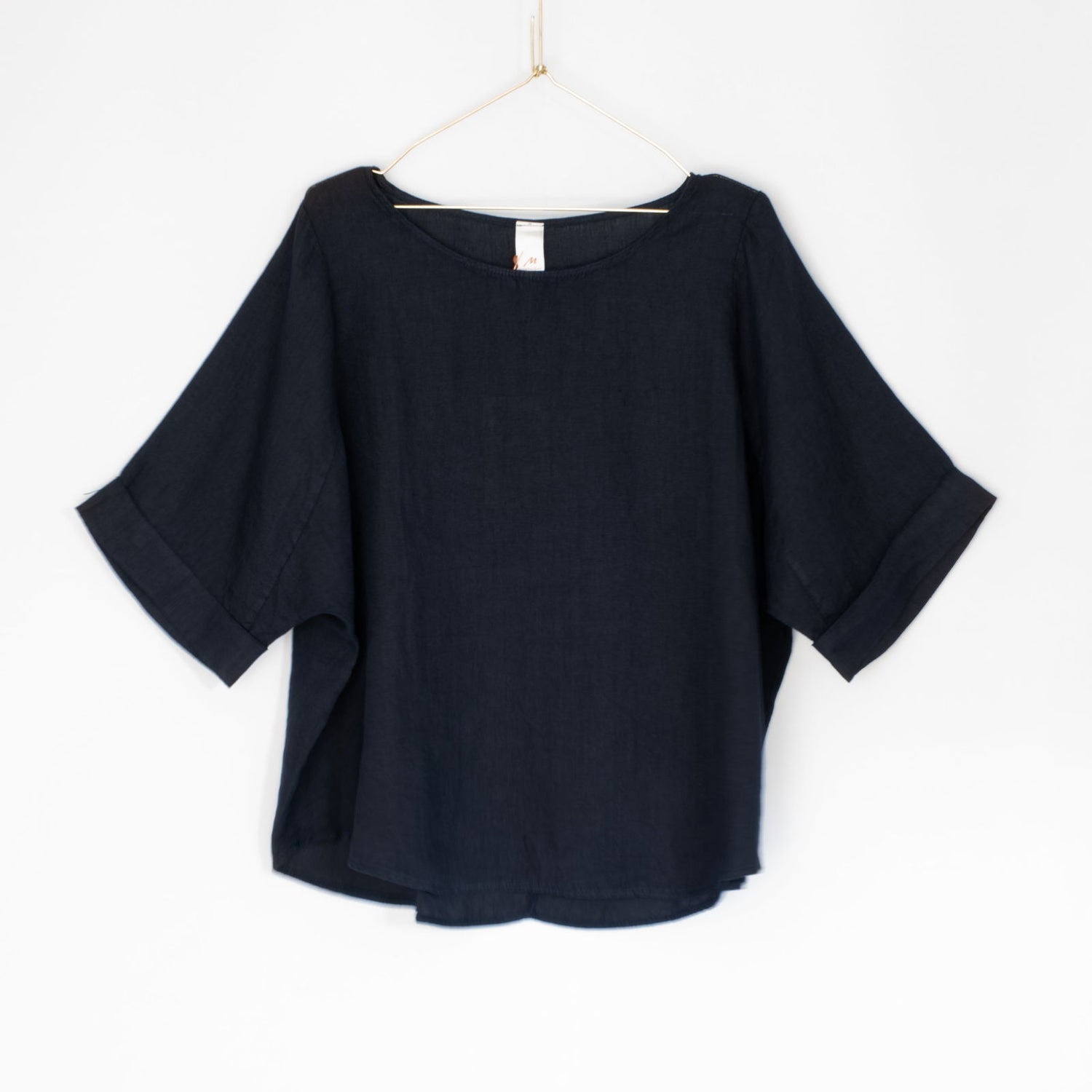 Top  Montaigne Curved Hemline Linen Top Free Size - Stay Wild Collective  
