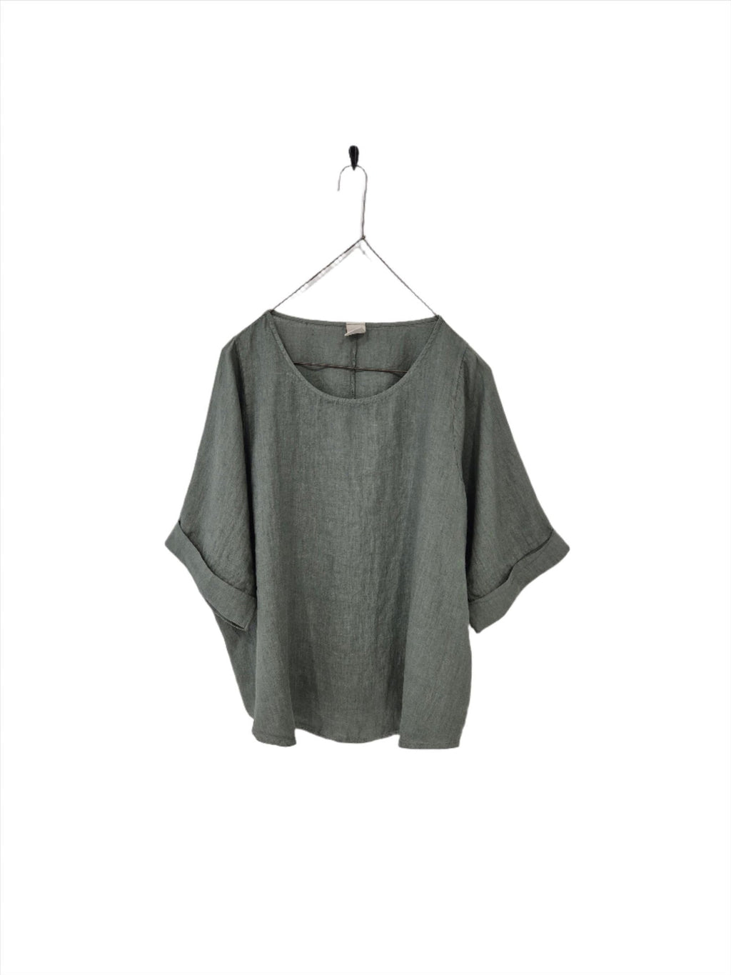 Top  Montaigne Curved Hemline Linen Top Free Size - Stay Wild Collective  