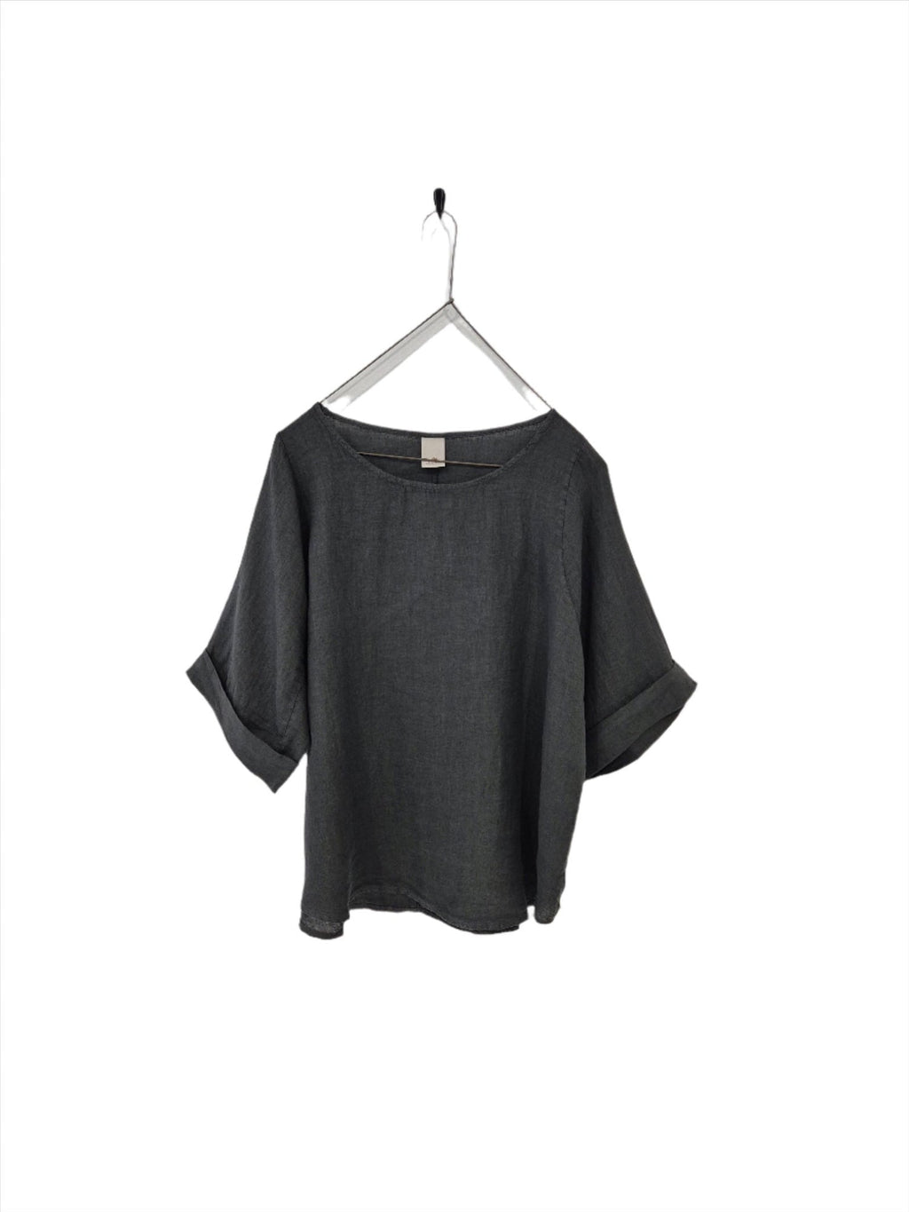 Top  Montaigne Curved Hemline Linen Top Free Size - Stay Wild Collective  