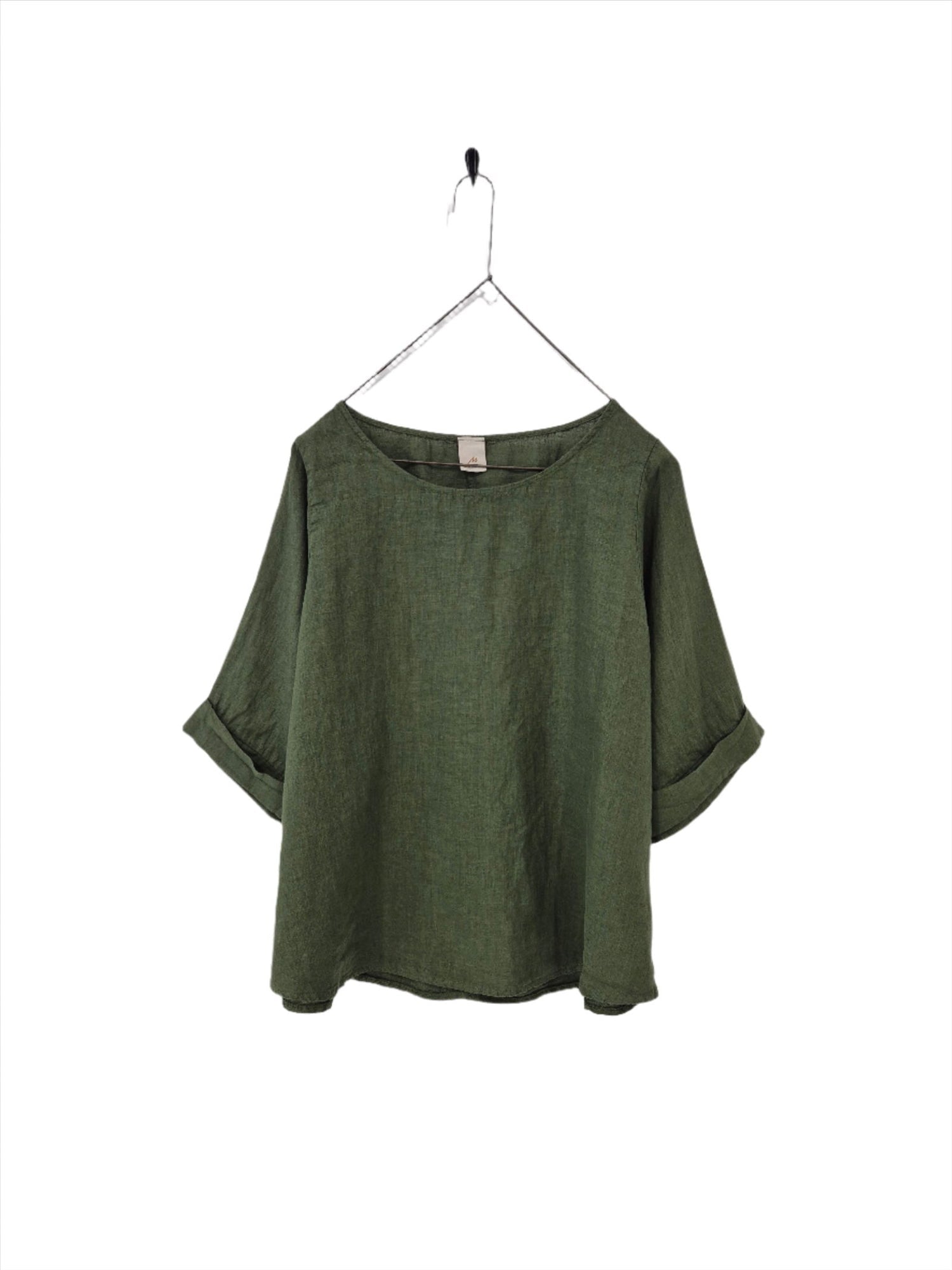 Top  Montaigne Curved Hemline Linen Top Free Size - Stay Wild Collective  