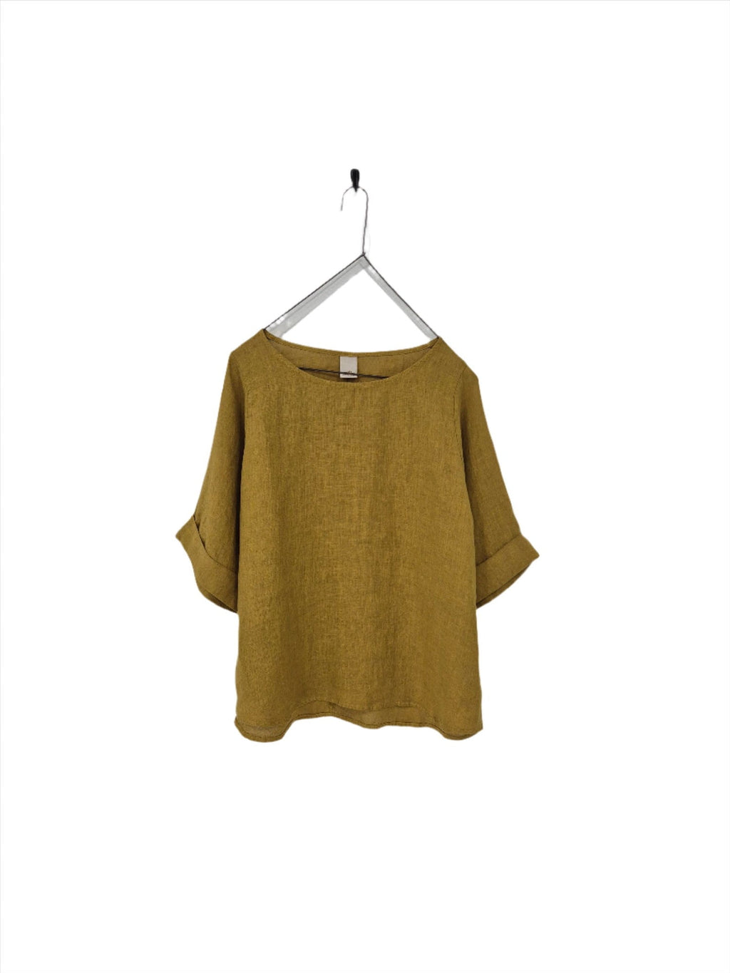 Top  Montaigne Curved Hemline Linen Top Free Size - Stay Wild Collective  