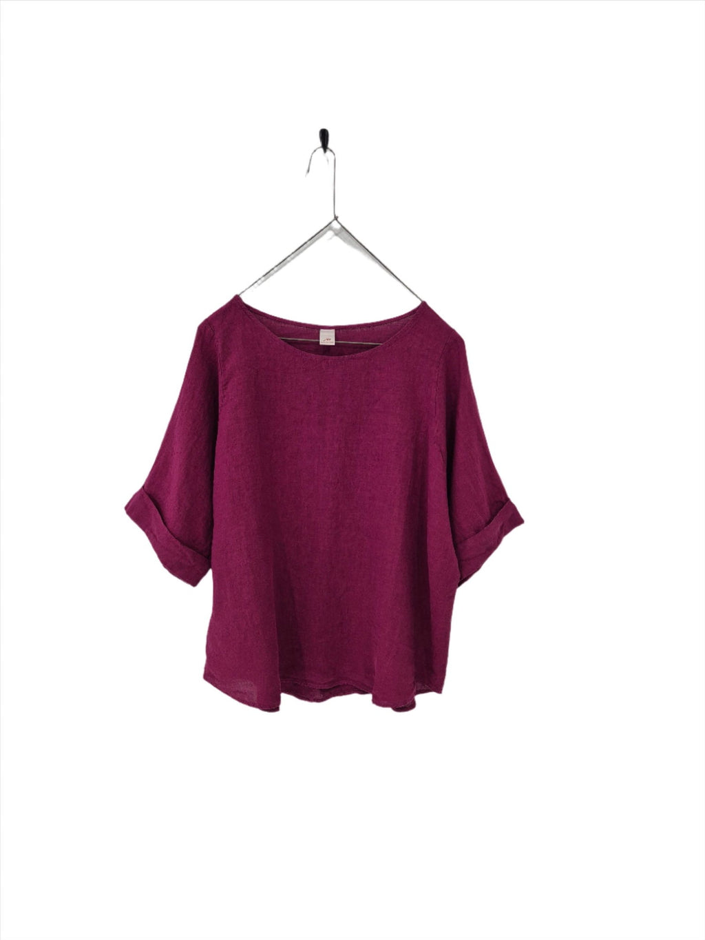 Top  Montaigne Curved Hemline Linen Top Free Size - Stay Wild Collective  