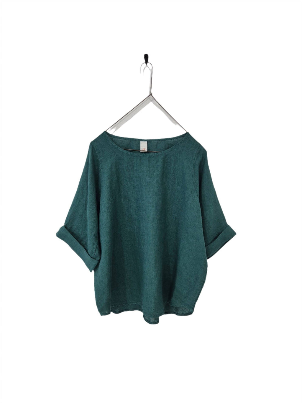 Top  Montaigne Curved Hemline Linen Top Free Size - Stay Wild Collective  