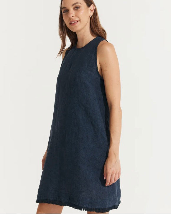 Montaigne Grace Linen Shift Dress with Raw Seam - Stay Wild Collective  Dress