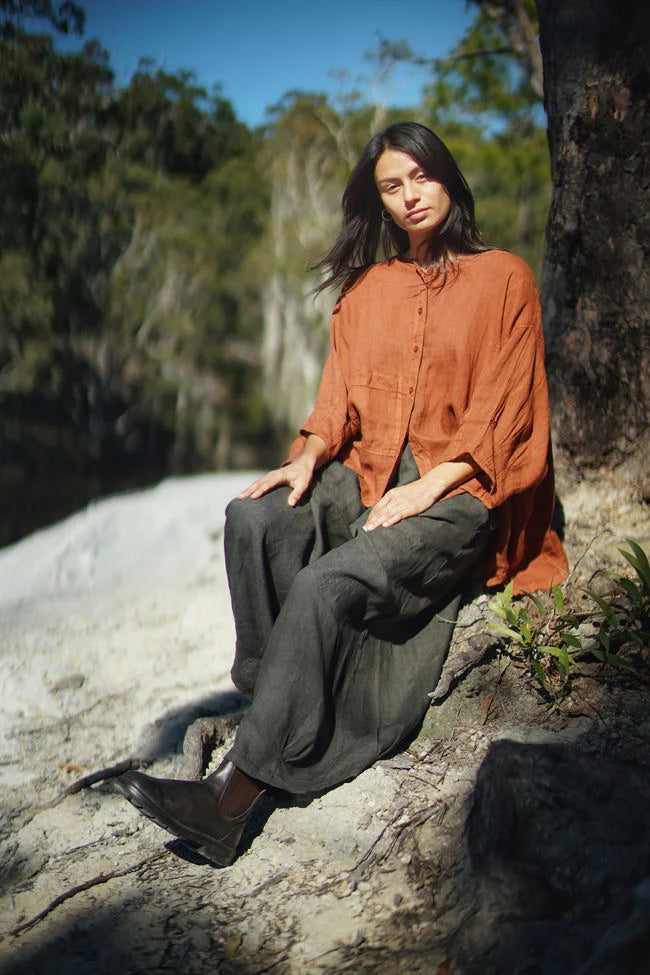 Pants  Montaigne Eadie Linen Pant with Gathering Detail - Stay Wild Collective