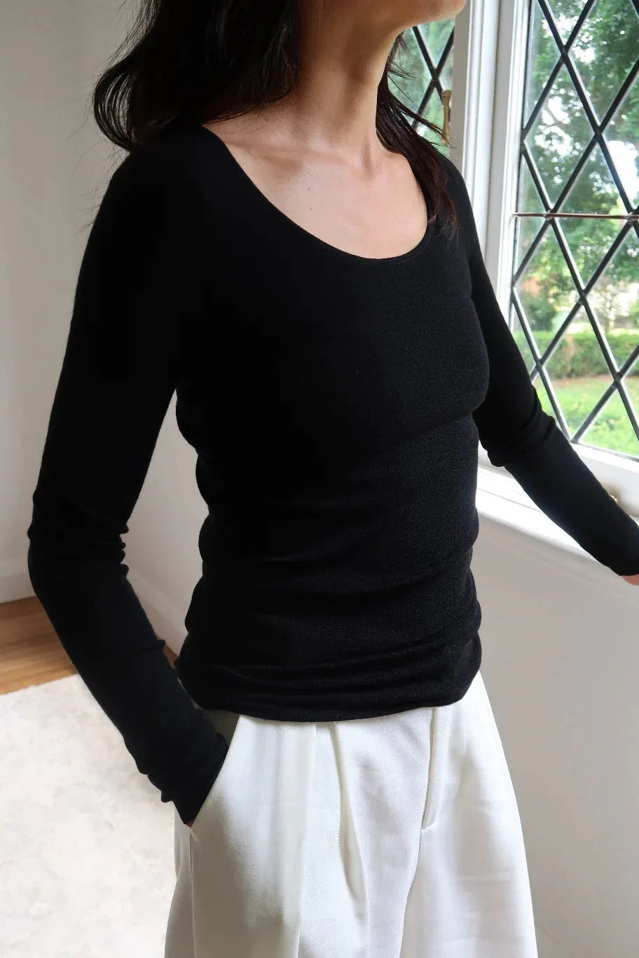 Montaigne Essential Merino Wool Scoop Neck Long Sleeve - Stay Wild Collective  Tops