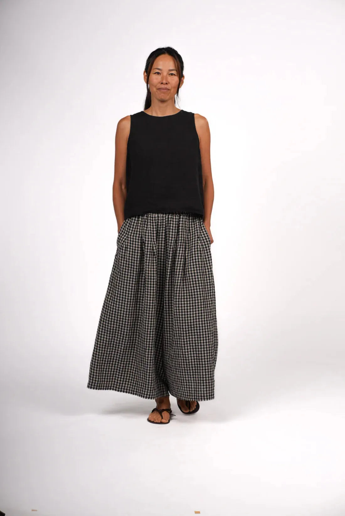 Montaigne French Linen Culottes in Black Gingham - Stay Wild Collective  Pants