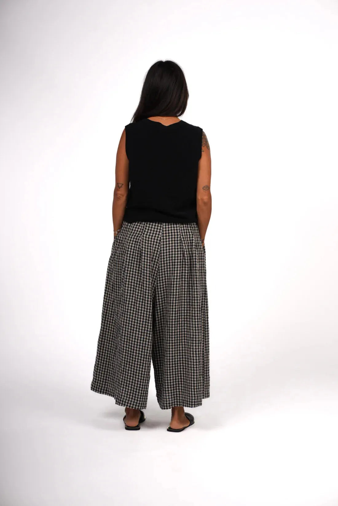 Montaigne French Linen Culottes in Black Gingham - Stay Wild Collective  Pants
