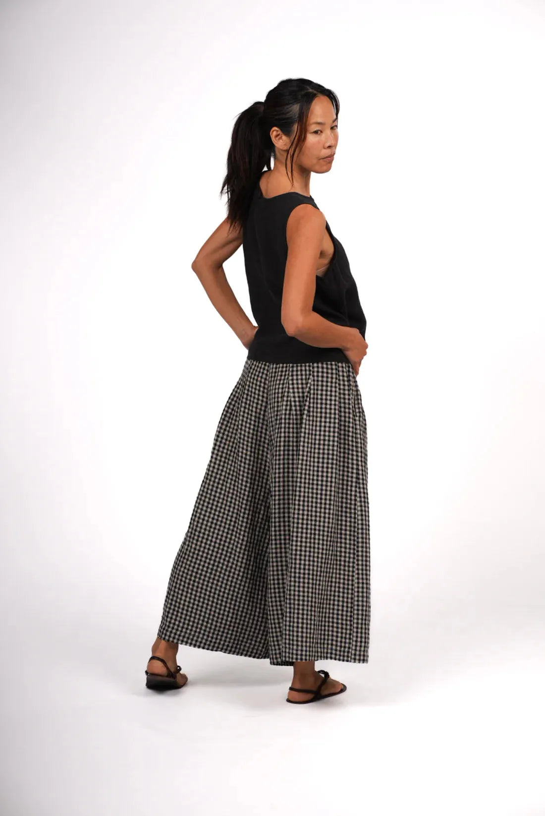 Montaigne French Linen Culottes in Black Gingham - Stay Wild Collective  Pants