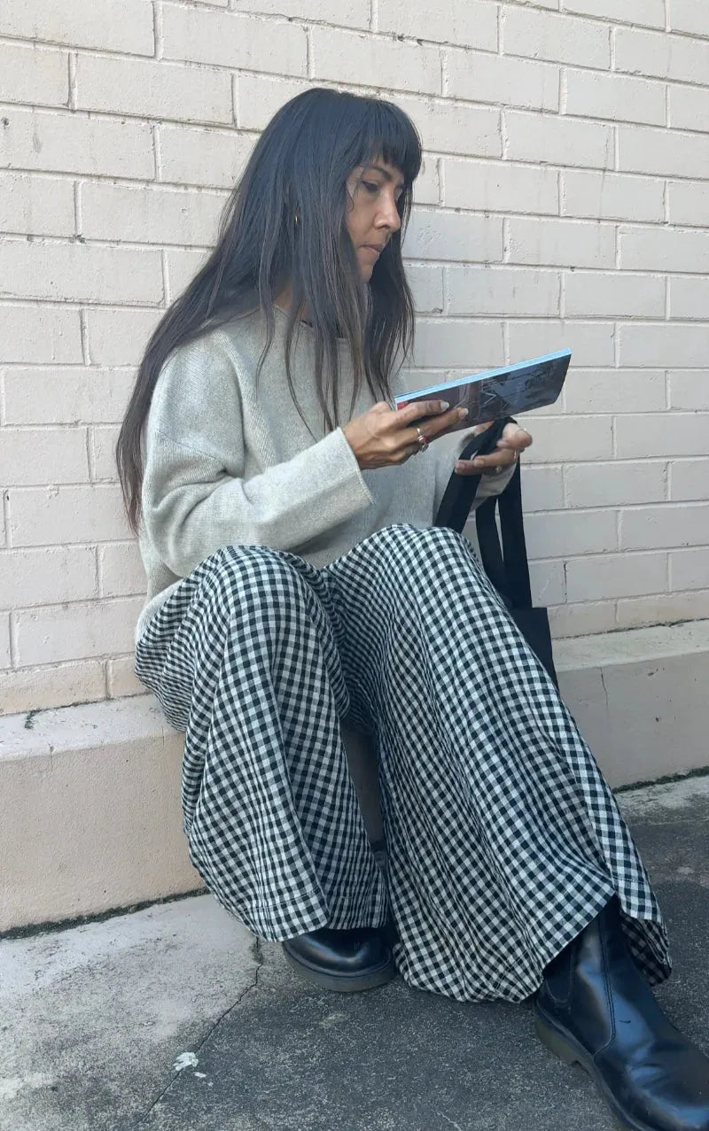 Montaigne French Linen Culottes in Black Gingham - Stay Wild Collective  Pants