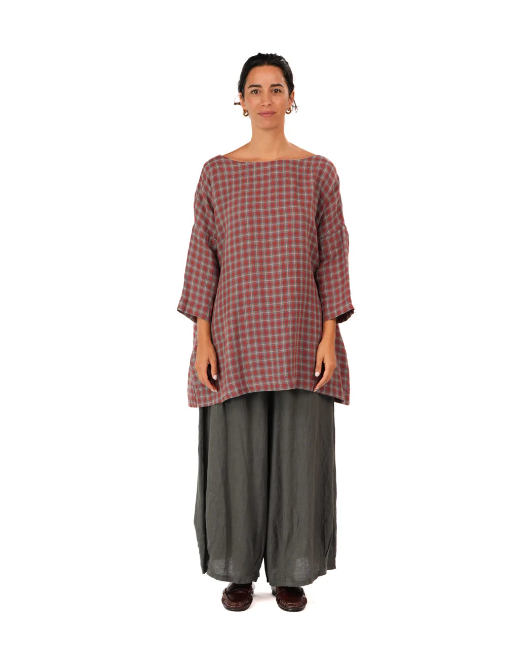  Montaigne French Linen Tunic Top in Check O/S - Stay Wild Collective  Tunic