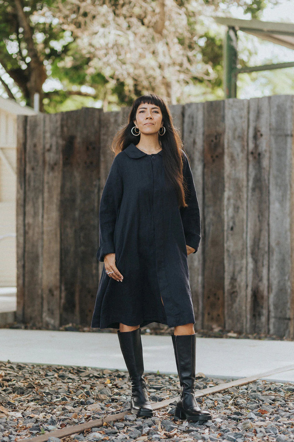  Montaigne French linen button through Peter Pan collar coat - Stay Wild Collective  