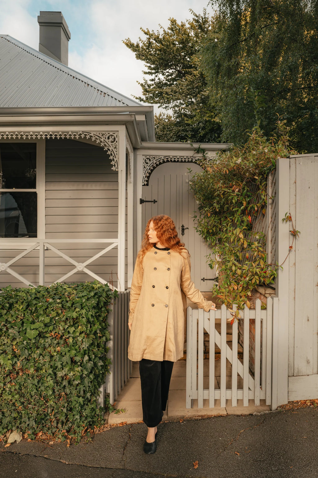  Montaigne French linen collerless pea coat - Stay Wild Collective  