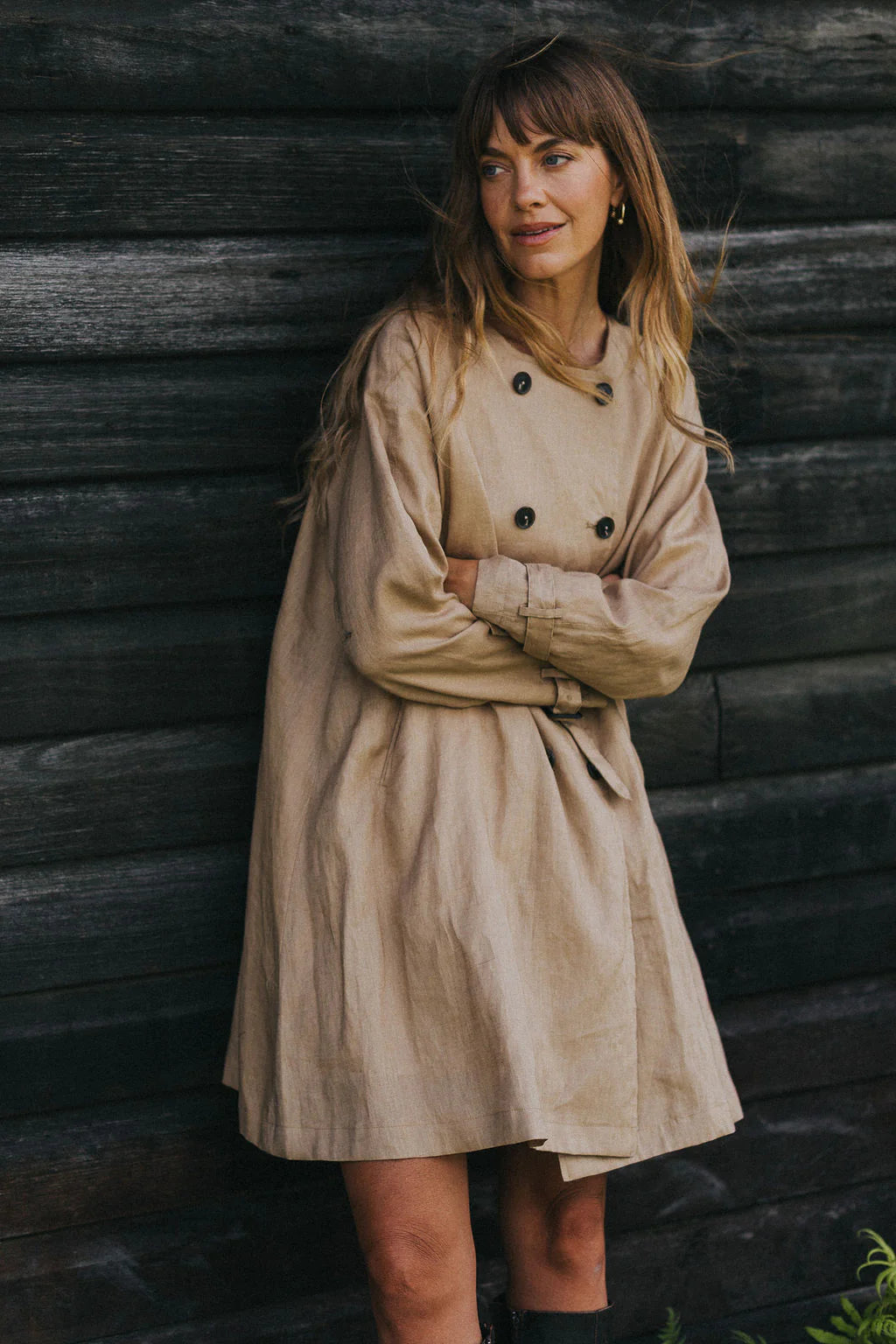  Montaigne French linen collerless pea coat - Stay Wild Collective  