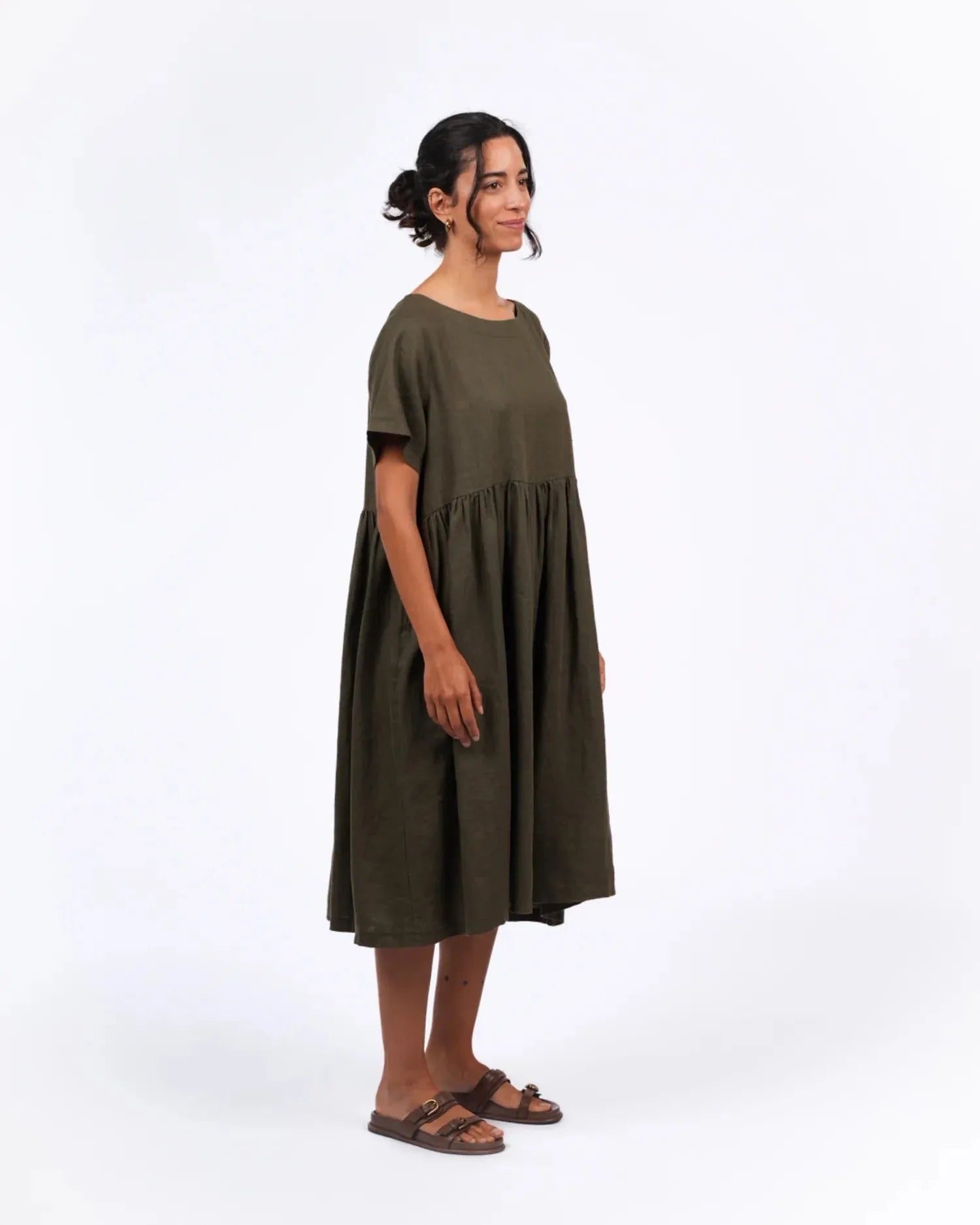 Montaigne French linen summer dress chocolate - Stay Wild Collective  