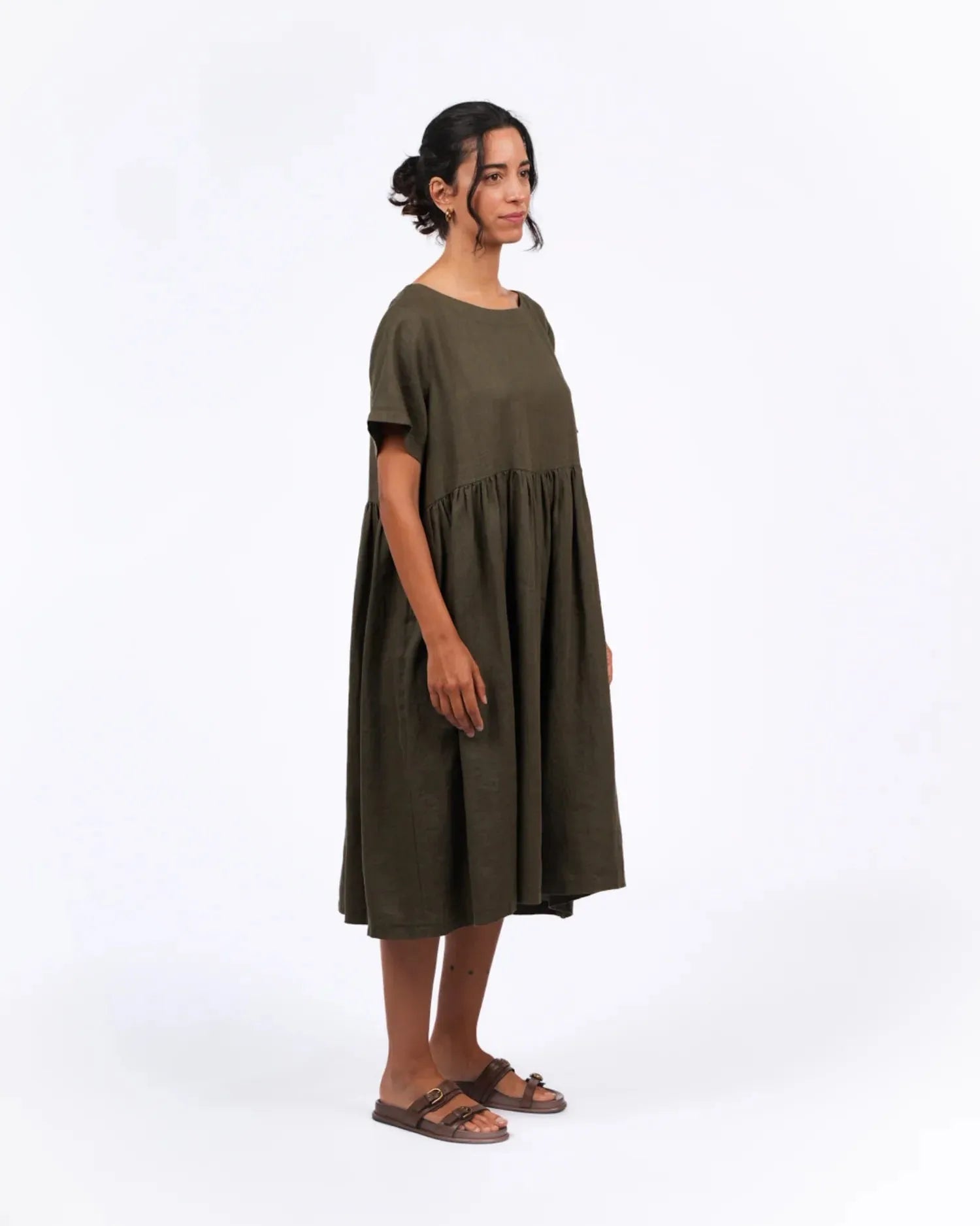Montaigne French linen summer dress chocolate - Stay Wild Collective  