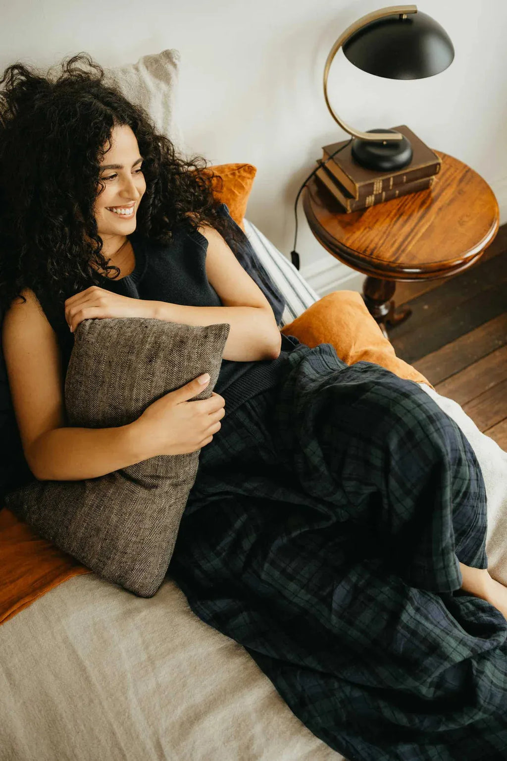 Montaigne Freya French Linen Pants in Blue Tartan - Stay Wild Collective  Pants