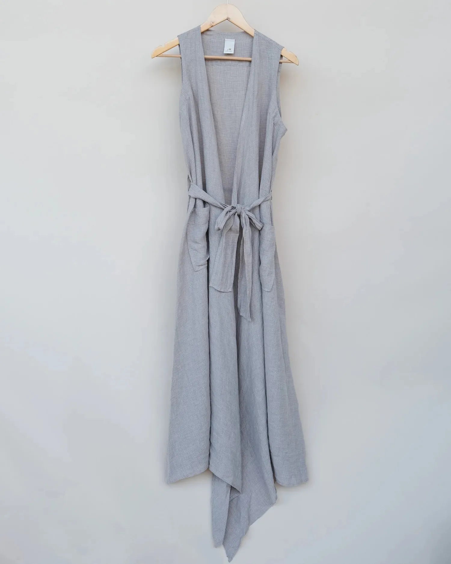 Montaigne Geneviève Wrap-Around French Linen Dress in Natural Houndstooth - Stay Wild Collective  