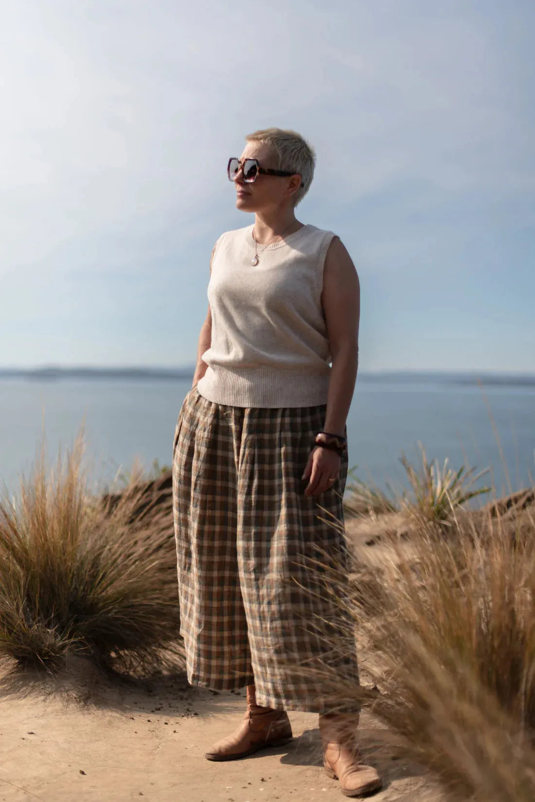 Montaigne Ingride French Linen Check Culottes - Stay Wild Collective  Pants