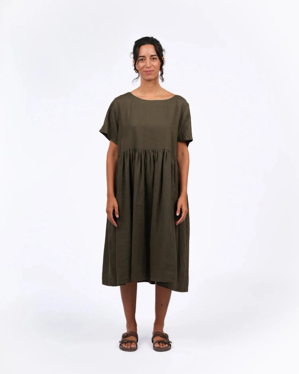 Montaigne Juni French Linen Summer Staple Dress kahki - Stay Wild Collective  