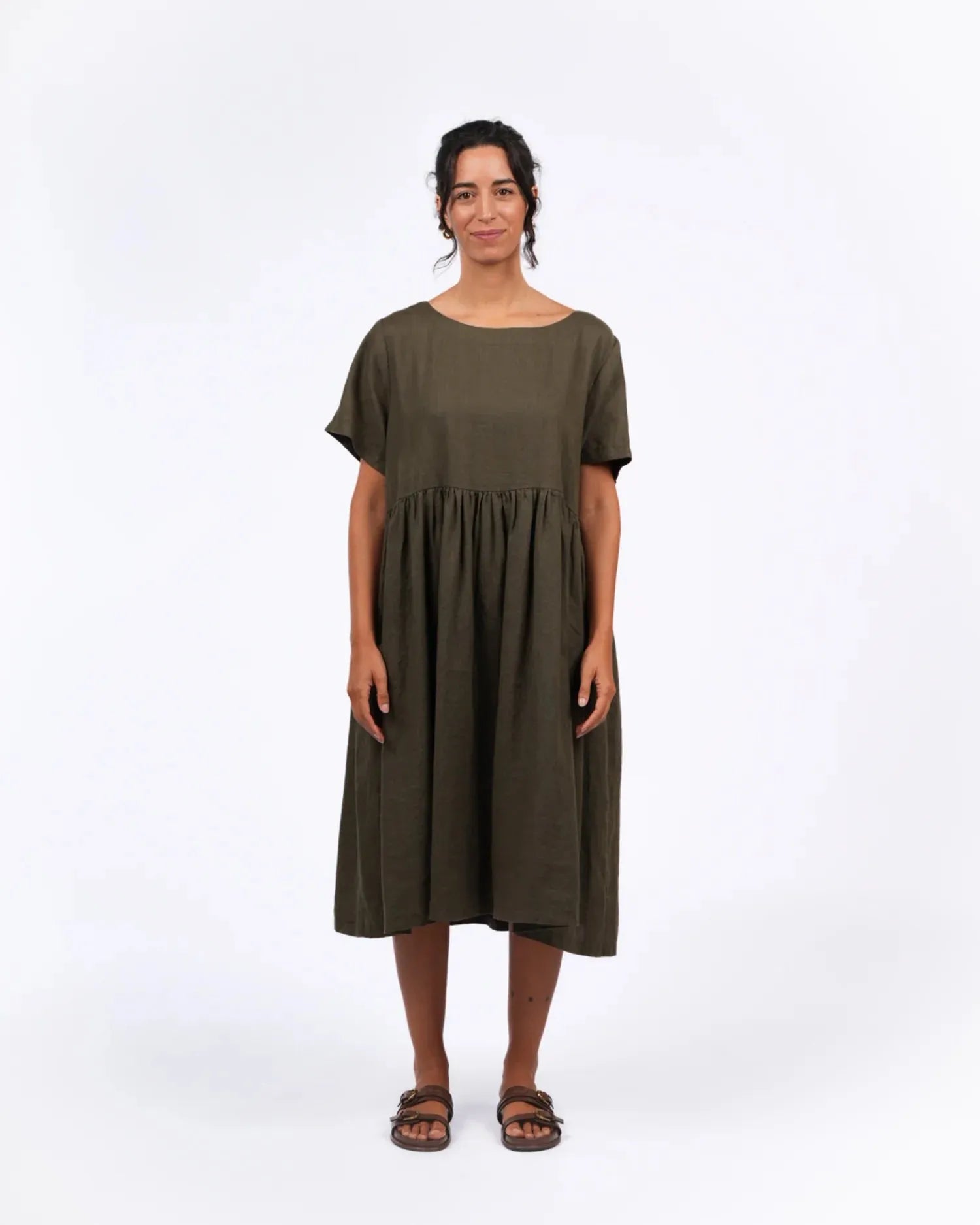 Montaigne Juni French Linen Summer Staple Dress kahki - Stay Wild Collective  