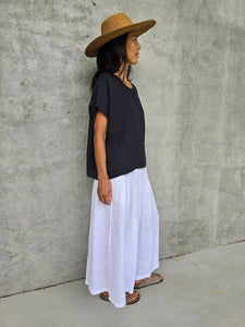 Montaigne Lee Linen Short Sleeve Top Black - Stay Wild Collective  Tops
