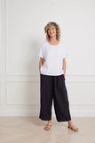 Montaigne Lee Linen Short Sleeve Top Black - Stay Wild Collective  Tops