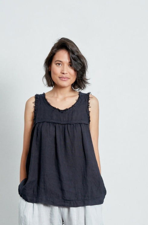   Montaigne Pur Frayed Singlet Top in Linen - Stay Wild Collective  
