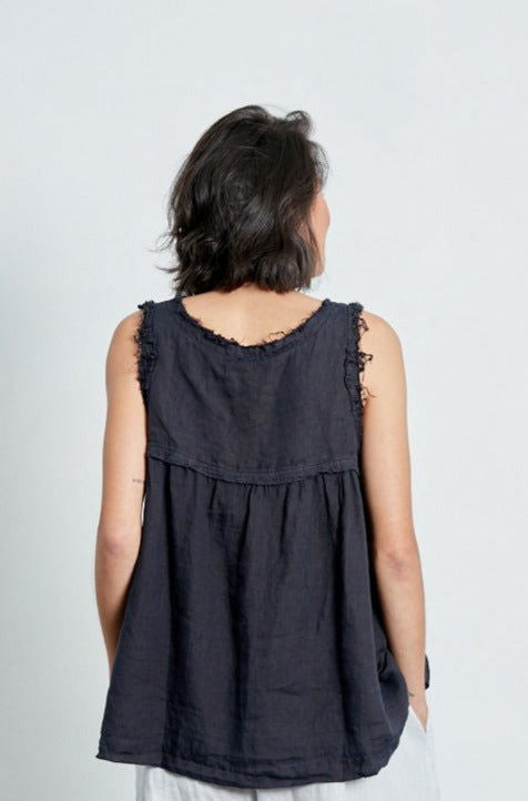   Montaigne Pur Frayed Singlet Top in Linen - Stay Wild Collective  