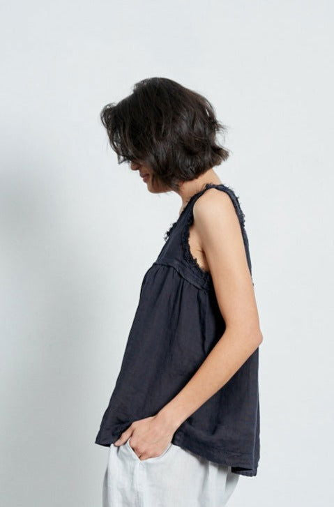   Montaigne Pur Frayed Singlet Top in Linen - Stay Wild Collective  