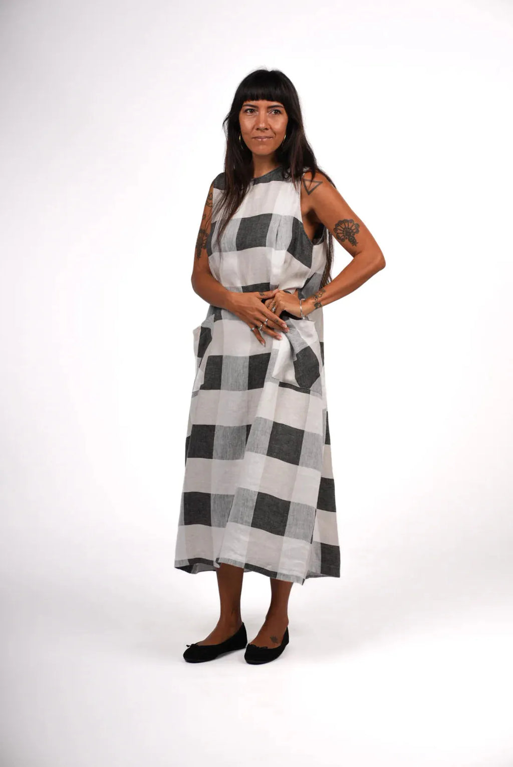 Montaigne Remy Linen Dress in Black Check - Stay Wild Collective  Dress