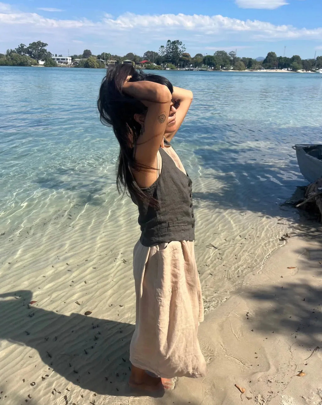 Montaigne Remy Linen Dress with Deep Front Pockets - Stay Wild Collective  Dress