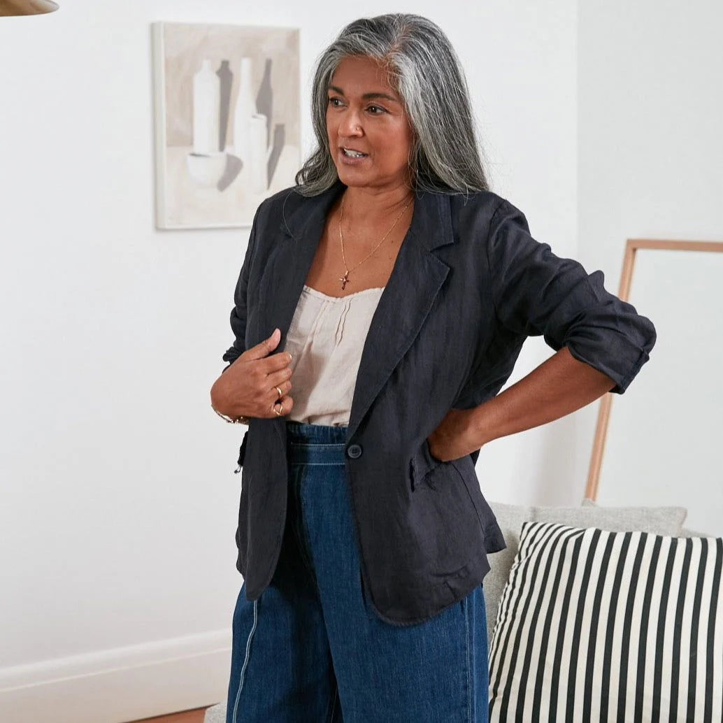 Montaigne Saint-Cloud Relaxed Fit Linen Blazer with Raw Seams - Stay Wild Collective