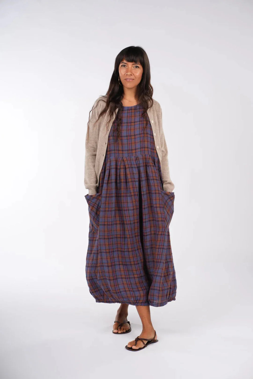 Montaigne Sartene French Linen Dress in Plaid - Stay Wild Collective  Dress