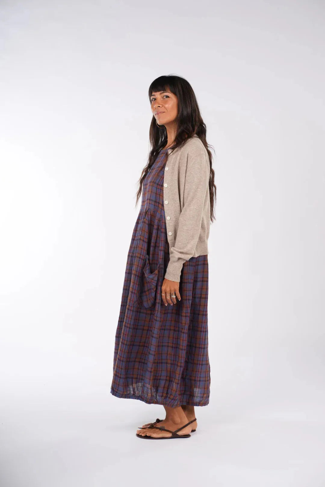 Montaigne Sartene French Linen Dress in Plaid - Stay Wild Collective  Dress