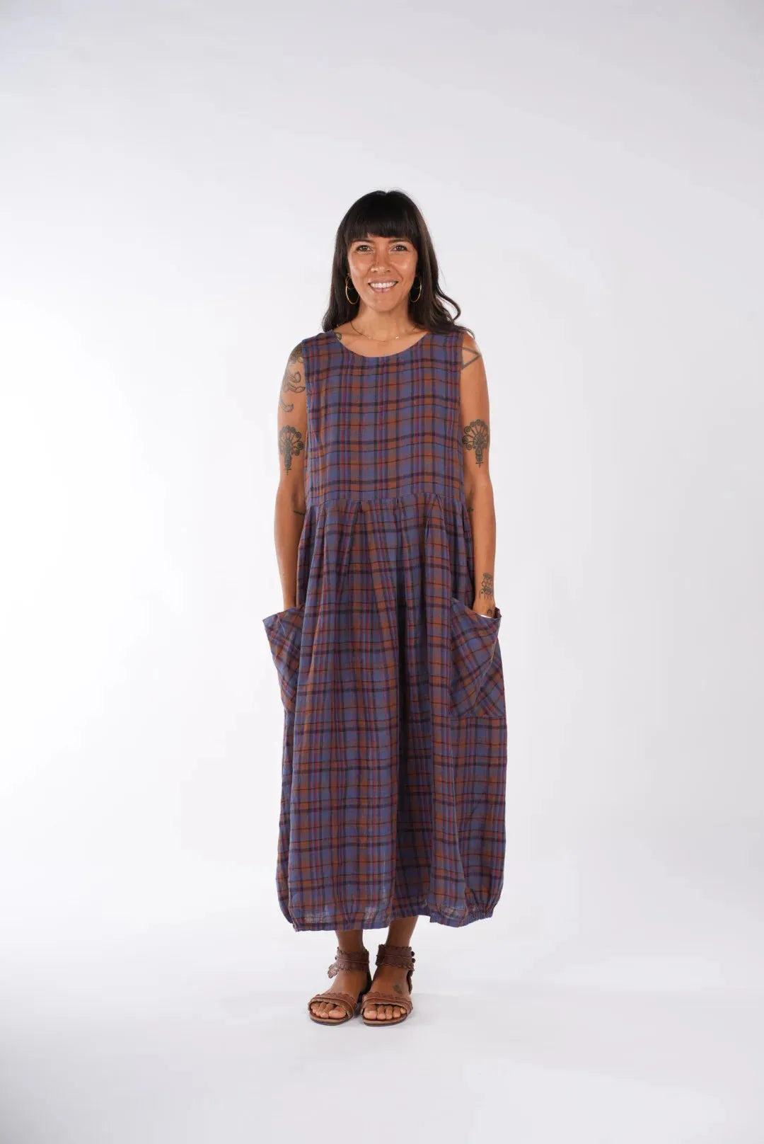 Montaigne Sartene French Linen Dress in Plaid - Stay Wild Collective  Dress