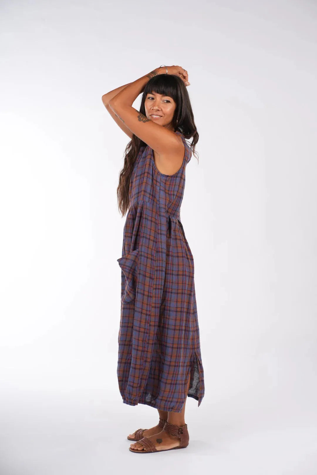 Montaigne Sartene French Linen Dress in Plaid - Stay Wild Collective  Dress