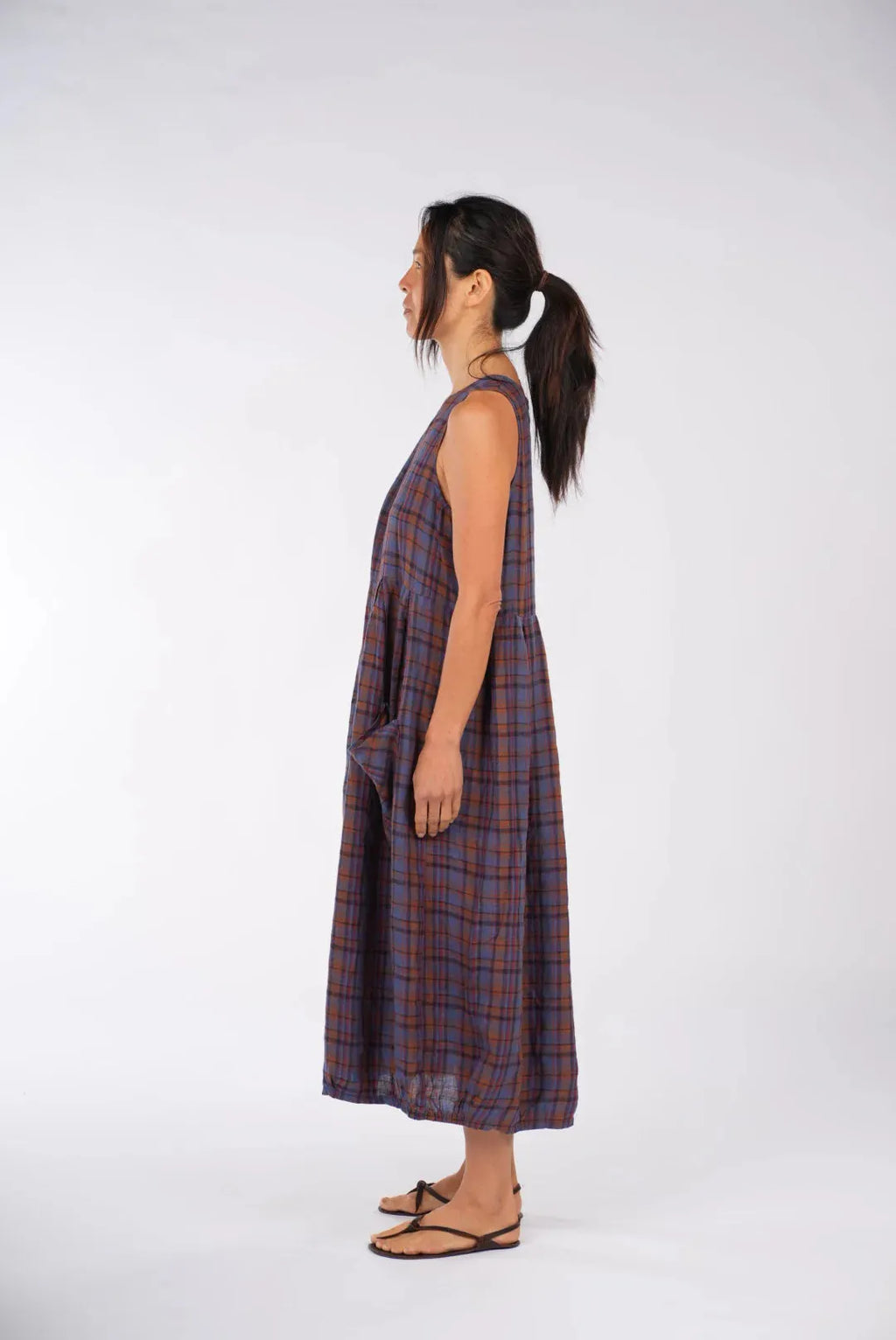 Montaigne Sartene French Linen Dress in Plaid - Stay Wild Collective  Dress