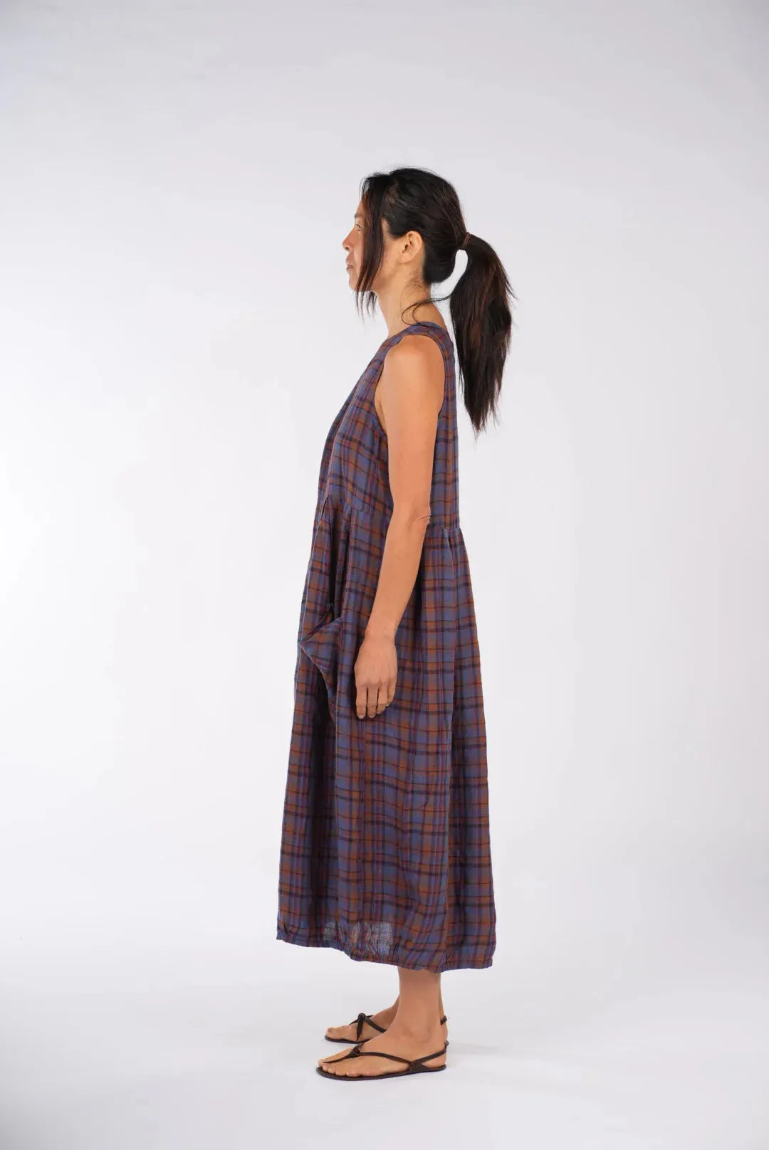 Montaigne Sartene French Linen Dress in Plaid - Stay Wild Collective  Dress