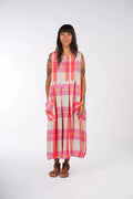 Montaigne Sartene Linen Dress in Orange Check - Stay Wild Collective  Dress