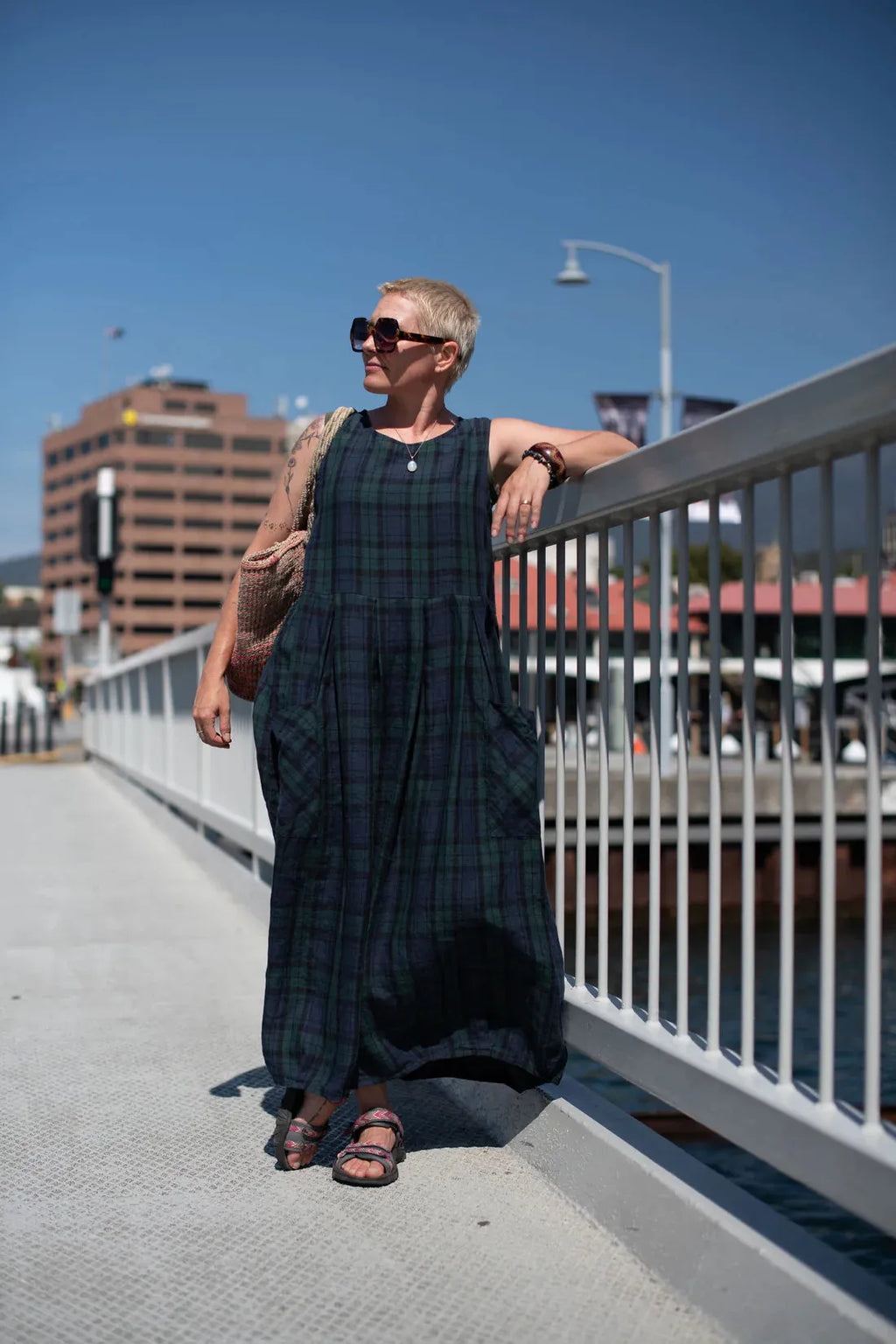 Montaigne Sartene Tartan French Linen Dress - Stay Wild Collective  Dress