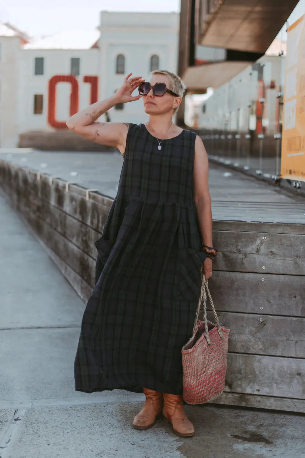 Montaigne Sartene Tartan French Linen Dress - Stay Wild Collective  Dress